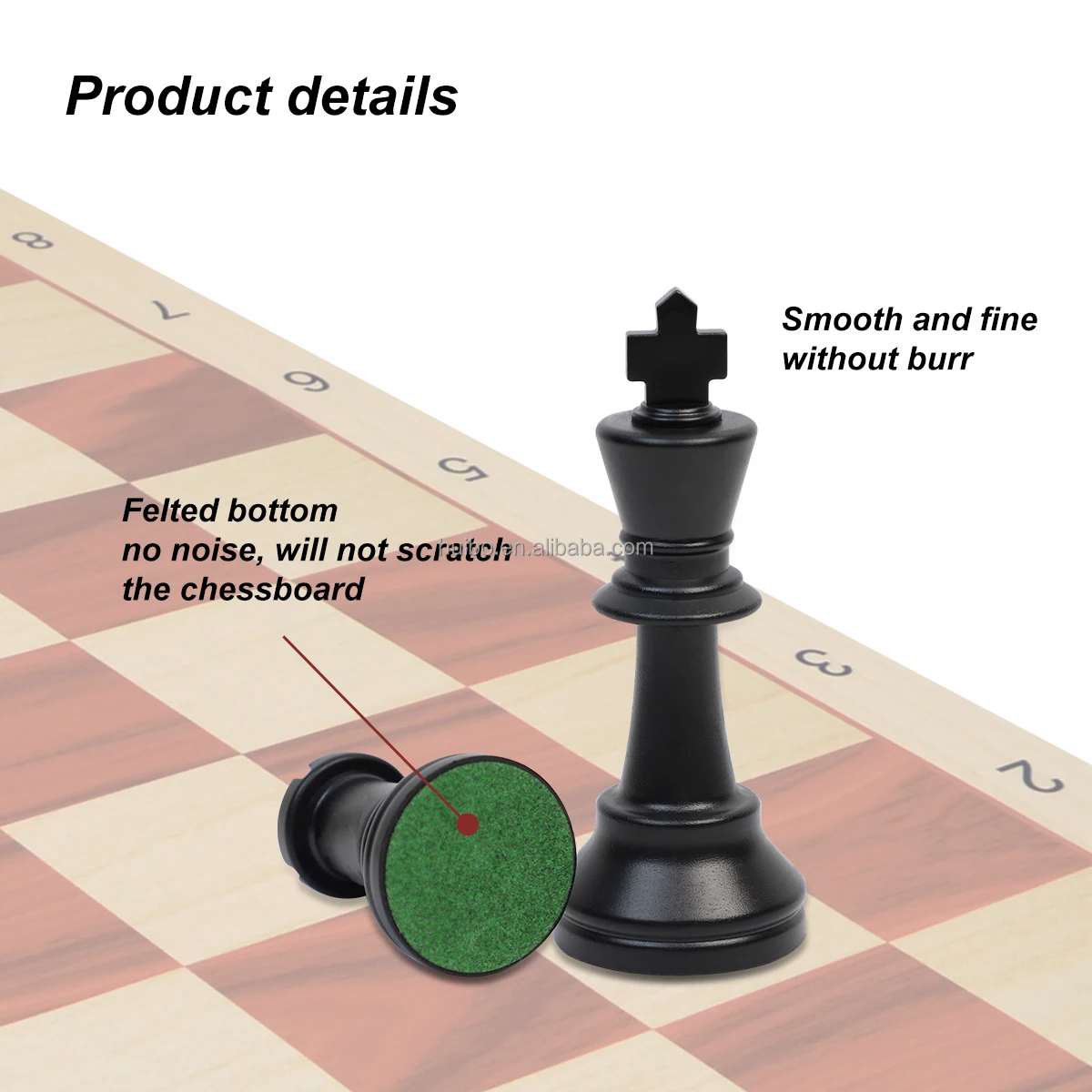 Meet all chess tournament standards chess piece 3.75 inch 9.7 cm ps chess pieces