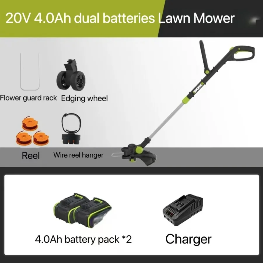 Worx  Cordless Electric Lawn Mower Lithium-ion Battery Brushless 40V Grass Trimmer Hedge Trimmer and Chainsaw for Small Home Use
