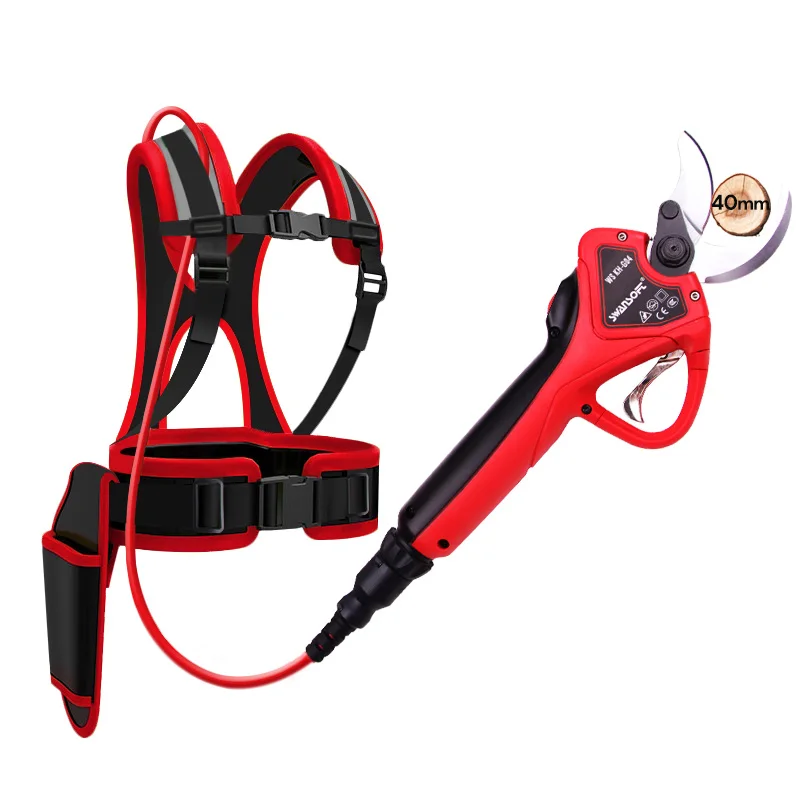 SWANSOFT 40mm LCD battery powered cord electric pruning operated tree prunner cutting scissors pruner shears progressive cutting