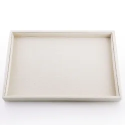 Newest Wooden Jewelry Packing Tray with Linen for Jewellery Shop Counter and Window Beige Linen Ring Necklace Trays