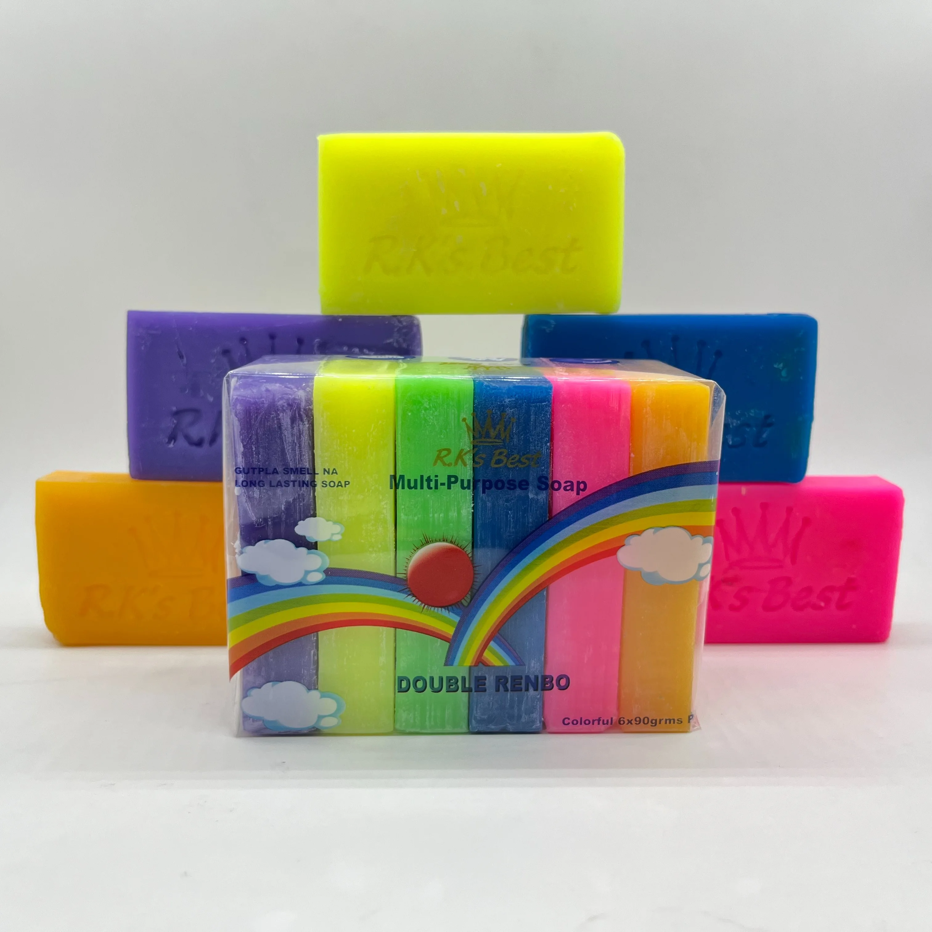 Wholesale Renbo Multipurpose Soap 6x90g for Clothes Stain Removal Lathering Laundry Soap Papuan Laundry Soap Rainbow 6 Pack