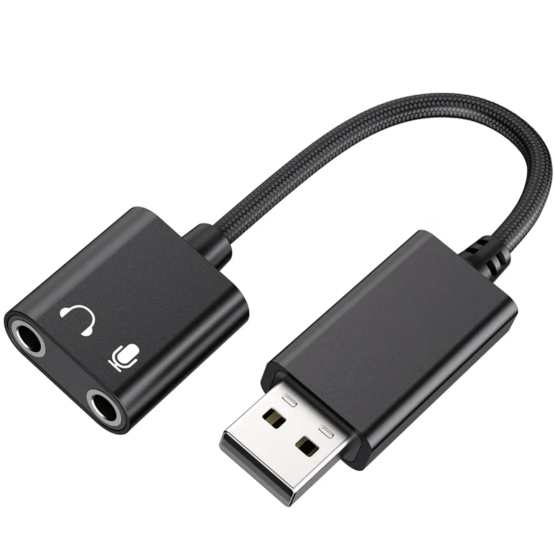External Sound Card  15cm USB Audio Adapter External Sound Card with 3.5mm Headphone and Microphone Jack