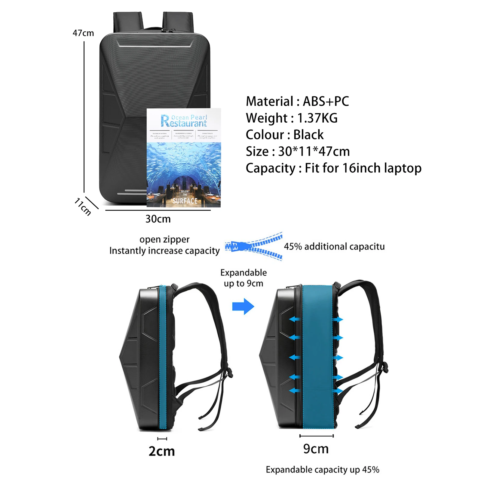 17 inch Laptop Backpack Expandable Travel Backpack Anti Theft TSA Lock Waterproof With USB Charing Port Schoolbag