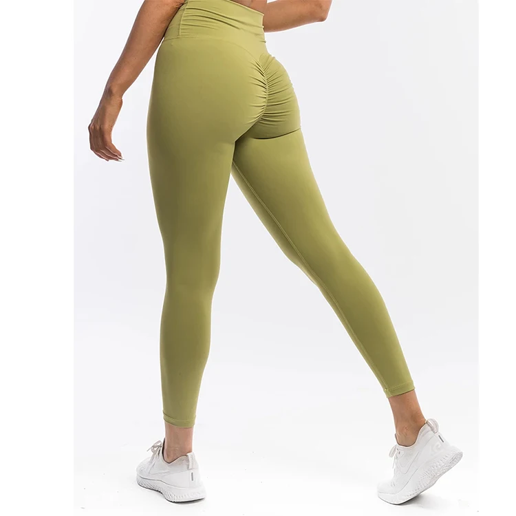 Logo Print Wholesale Stylish Yoga Sport Wear High Waist Compression Scrunch Bum Legging