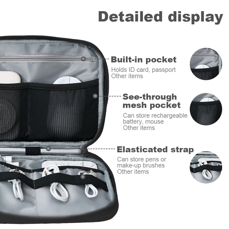 New Portable Digital Wire Accessories Charger Power Bank Storage Pack Organizer Bag Double Tiers Flexible Foldable Tools Storage