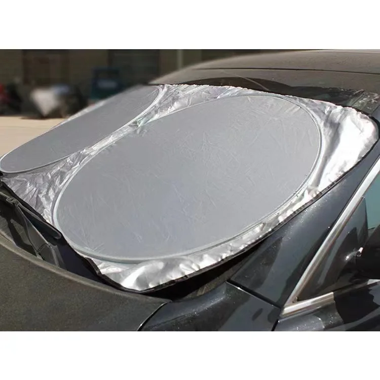 2024 Foldable Front Sun Shield Sun Shade Reflective Polyester Block Cover Heat and Sun Car Windshield Sunshade
