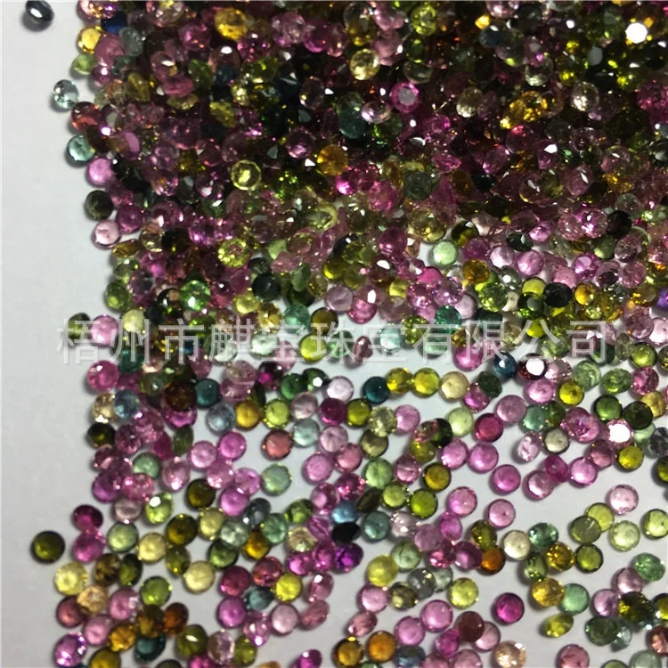 Mix-Color Loose Gemstone Round Cut Natural Tourmaline Gemstone For Jewelry Making