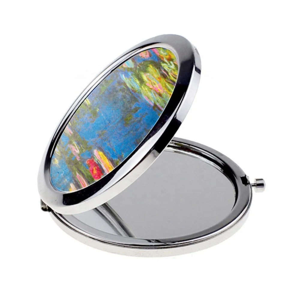 Claude Monet Water Lilies Collection Modern High-End Pocket Mirror Compact Glass Cosmetic Mirror for Museum Souvenirs