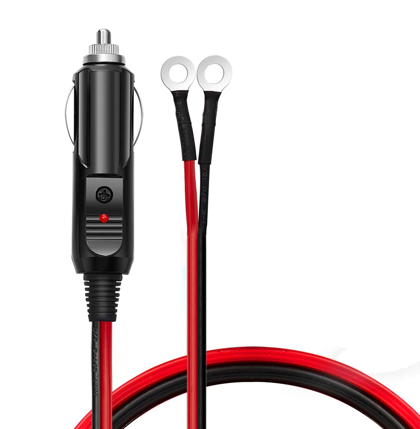 1.8M 6 Feet Cigarette Male Lighter Socket Conversion Cable 12V 16AWG  Fused DC Power Socket Power Cord with Eyelet Terminal