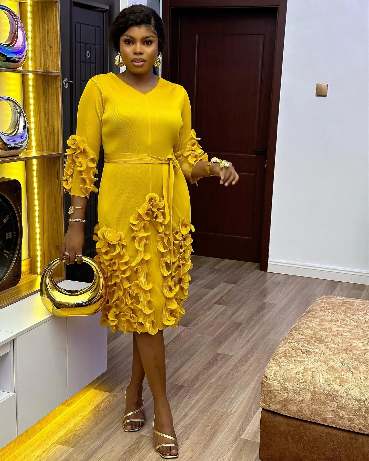 2024 Summer Flower Solid Color Casual Dress Miyake Large Size Pleated Loose dresses women lady elegant