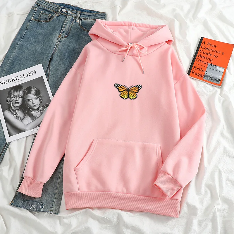 2021 new popular hooded sweatshirt Little Butterfly long-sleeved fleece candy color butterfly hoodie sweater