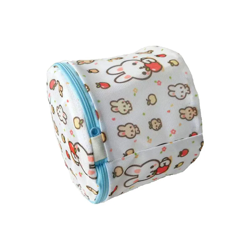 Custom Red Belt Bra Small Wash Basket Folding Rabbit Pattern Laundry Bag for Underwear for Home Use