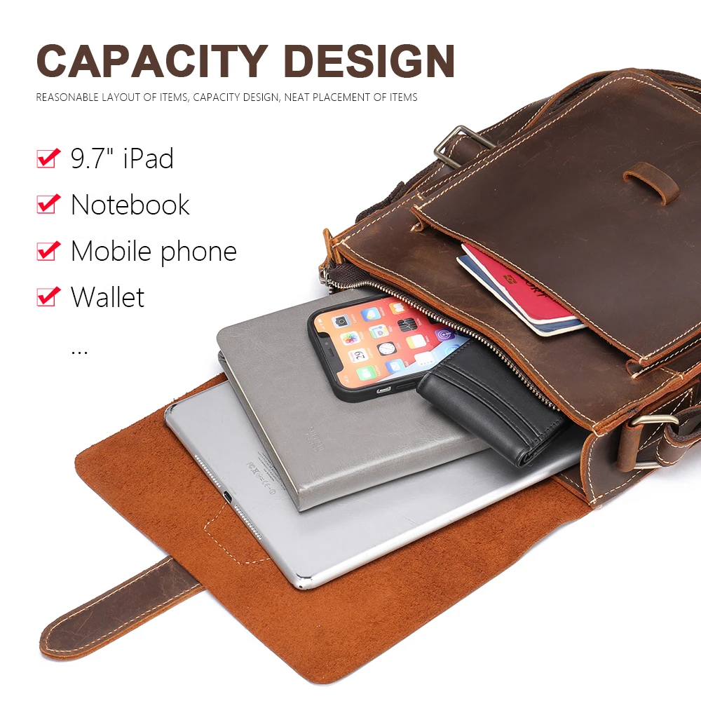 Сумка-мессенджер Мужская винтажная, ранец на плечо из натуральной воловьей кожи, Повседневный слинг через плечо