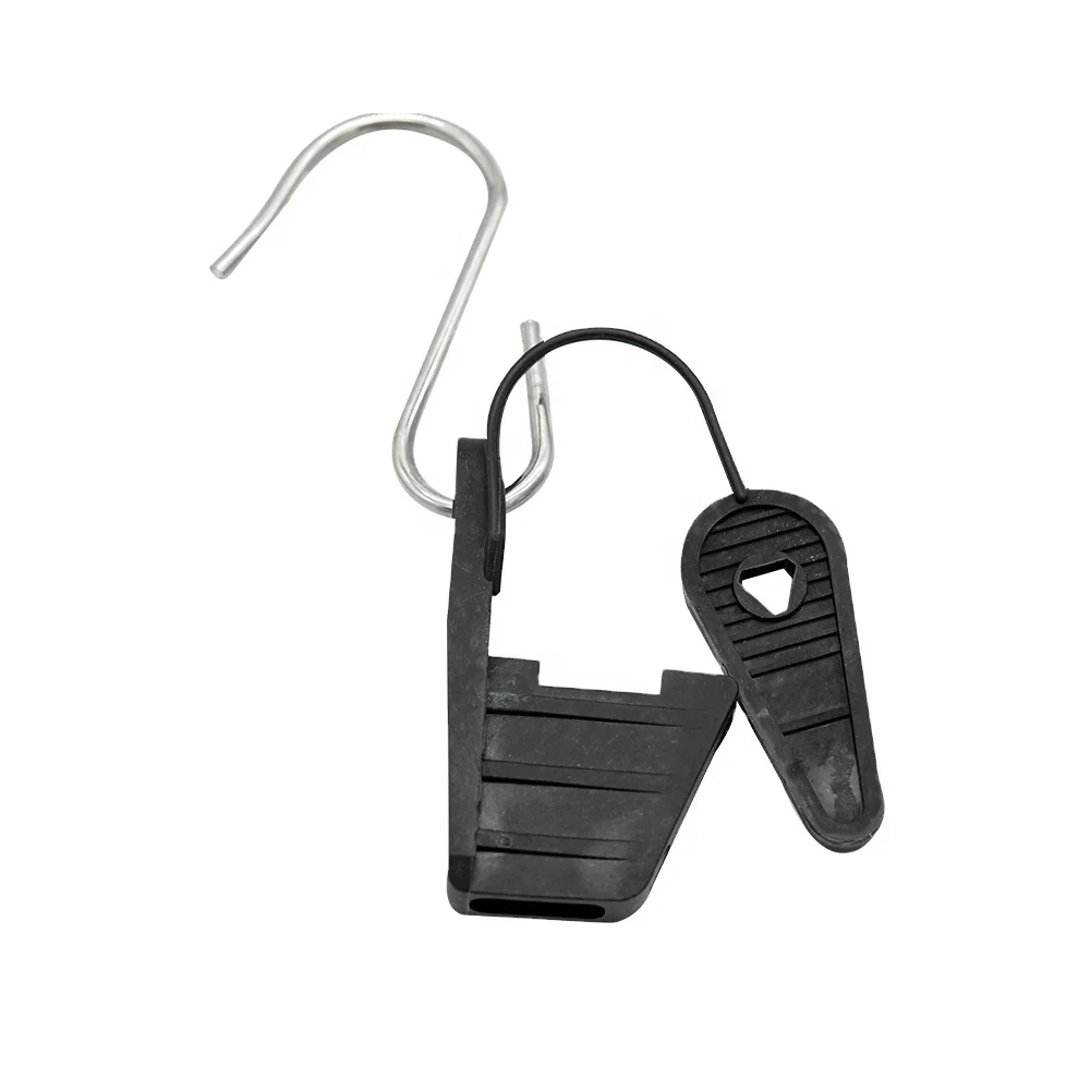 FTTH Metal Plastic Drop Wire Clamp with S Hook Anchoring Aerial Optical Drop Fiber Optic Cable Clamp