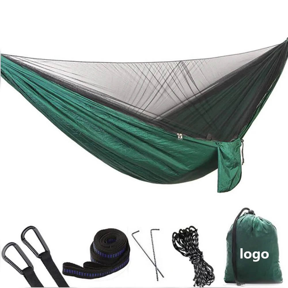Lightweight Outdoor Nylon Parachute Portable Camping Sleeping Hammock with Mosquito Net and rain fly