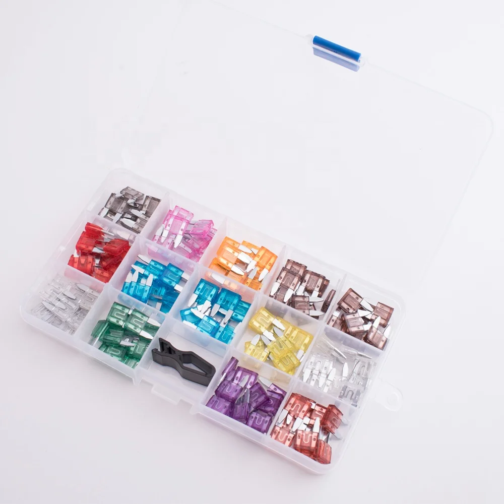 100 PCS Plastic Box Packing Mini 1-50A 32V Automotive  Car Blade Auto Fuse Kit
