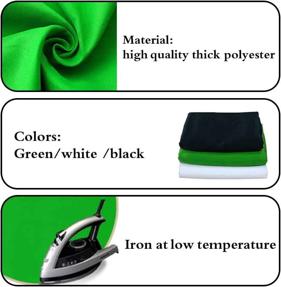 Green Screen Chromakey Muslin Cotton Polyester Material Solid Color Style Stage Non Woven Photographic Backdrop Background