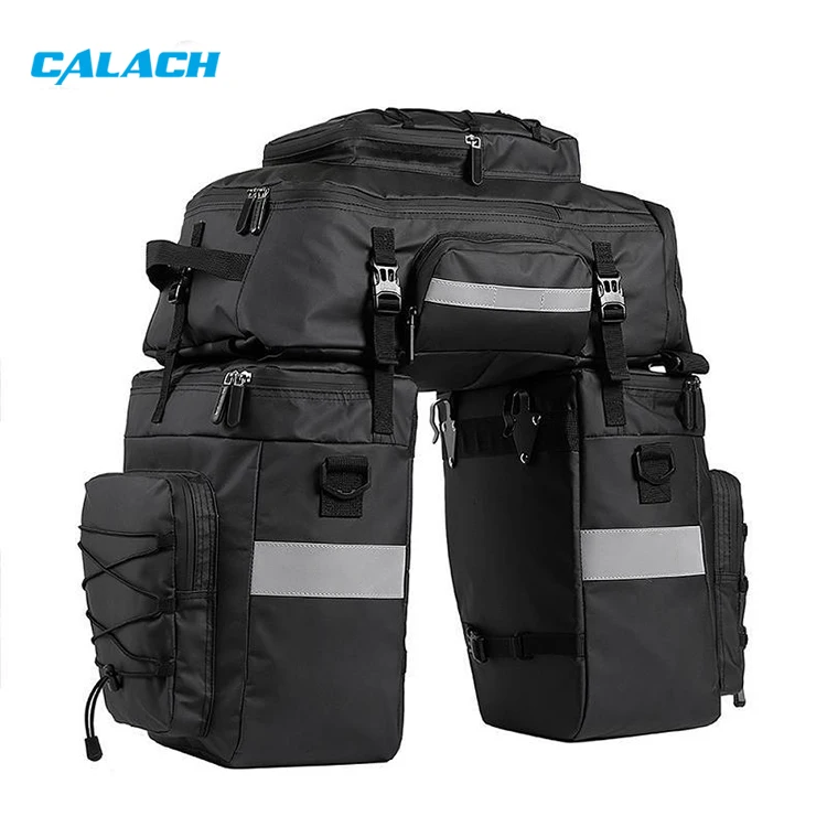 Bicycle pannier bags multifunction 65l bicycle bags for 3-in-1 pannier rack bag large tear-resistant with rain cover reflective