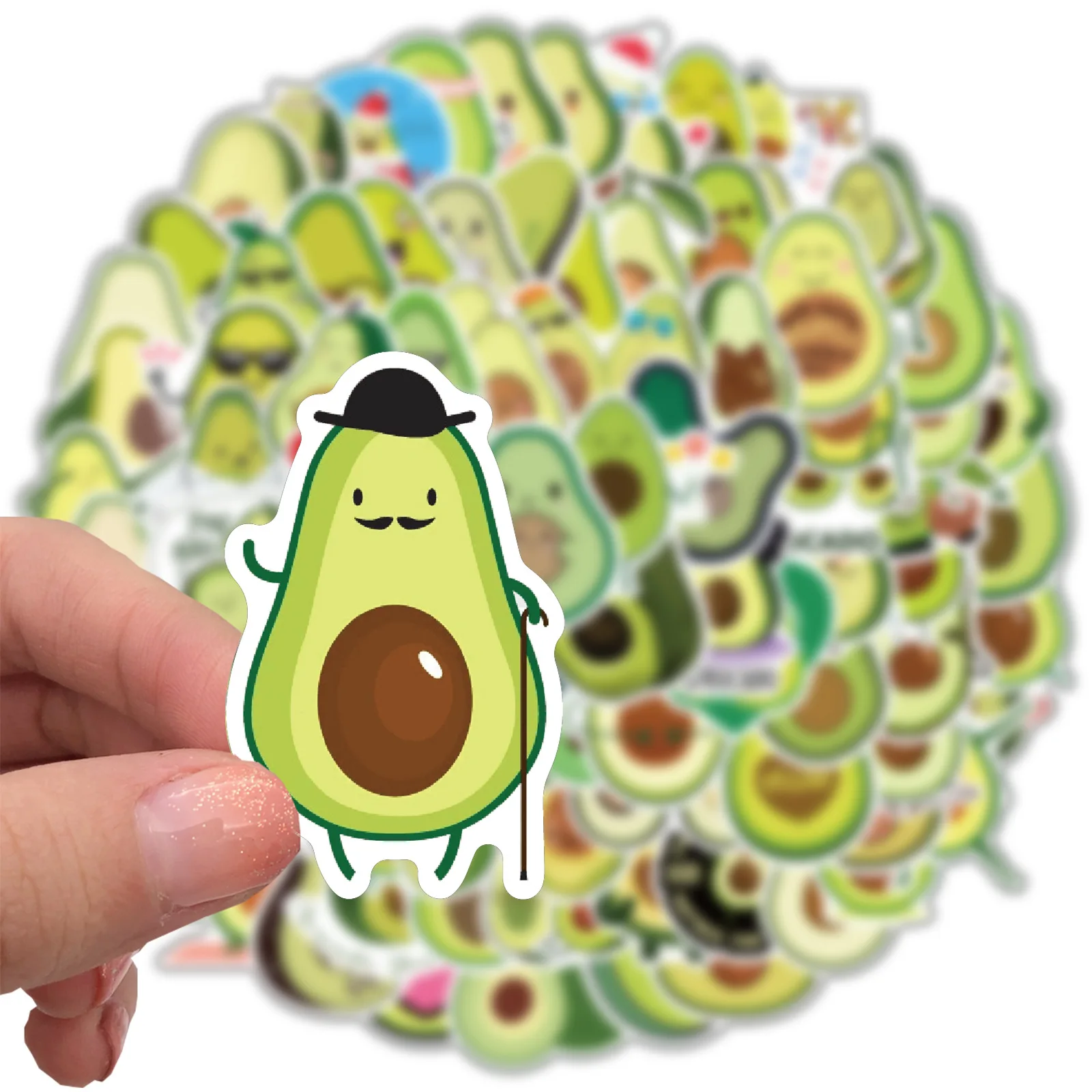 100 pcs cartoon avocado stickers to decorate computer luggage waterproof stickers