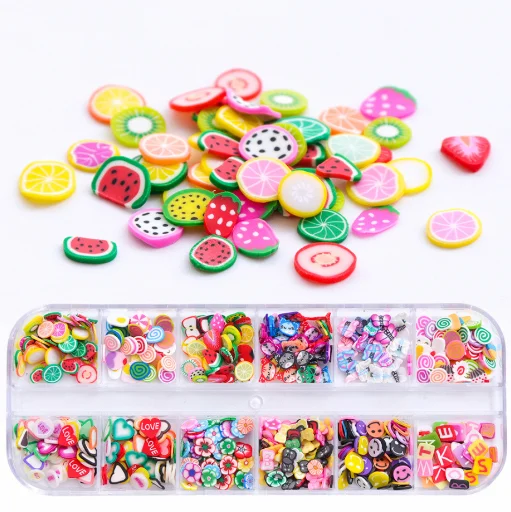 Wholesale DIY 3D Fruits Slices Polymer Clay For DIY Handmade Crafts Gifts Toys Fruits Nail Slices Stickers
