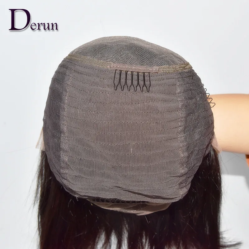 Derun HAIR FACTORY New Design virgin cuticle aligned Brazilian human hair bang wigs, short bob lace front fringe bang wigs