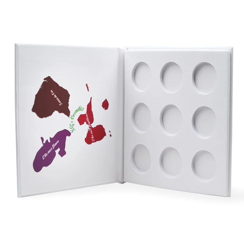Excellent Quality Customized Printing Design Recyclable Cosmetic holes Magnetic Eyes Shadow Palette With Mirror Packaging