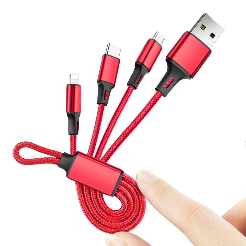 Оптовая продажа брелок для ключей 3 в 1 Зарядка 8pin Micro USB Тип C Металл USB кабель с логотипом