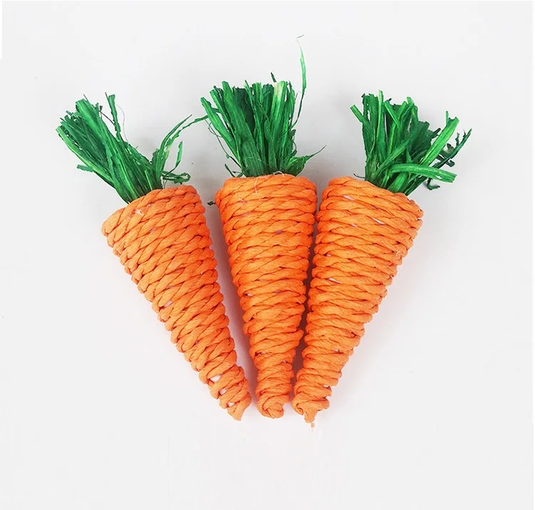 Natural Carrot Molar Toy Pet Bunny Grinding Tooth Chew Toys for Hamster Gerbils Chinchilla Guinea Pig Rabbit Chewing Toys