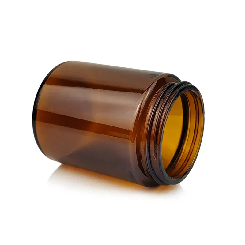 Factory In Stock Cream Candle Jar Custom logo label 100ml 200ml Amber Clear unique design Glass Candle Jar With Lid