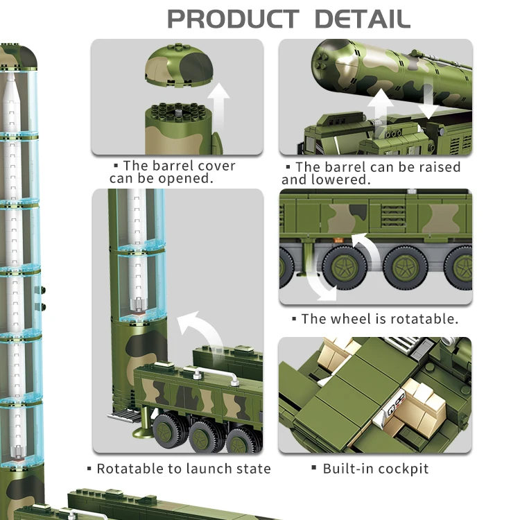 Оптовая продажа строительные блоки для баллистических ракет DF41 военные игрушки 639009