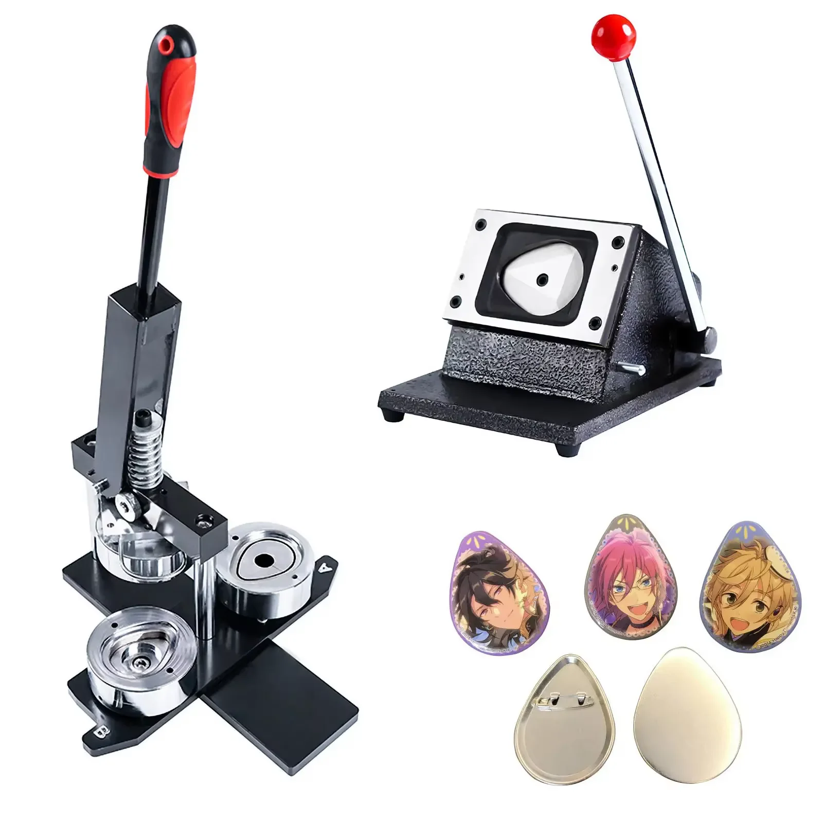 68*56MM Water Droplets Shape Button Maker Kit Badge Making Machine+Paper Cutter+100pcs Badge Buttons