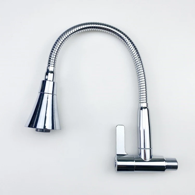 Wholesale Faucets Manufactures Single Handle Chrome Plated Zinc Body Faucet Kitchen Single Cold Water Tap