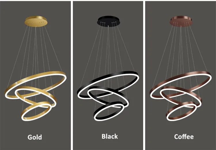 Modern Luxury Circular Ring Pendant Light For Living Room Hotel Bar Villa Stairs Loft Round Circle Ring Chandelier