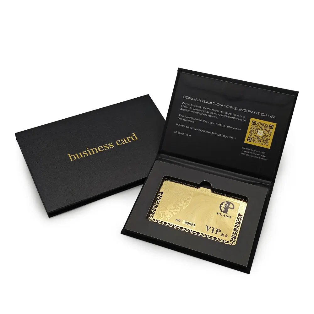 Luxury Stamping Gold Foil Silver VIP Membership Gift Card Packaging Box For Metal Business Card