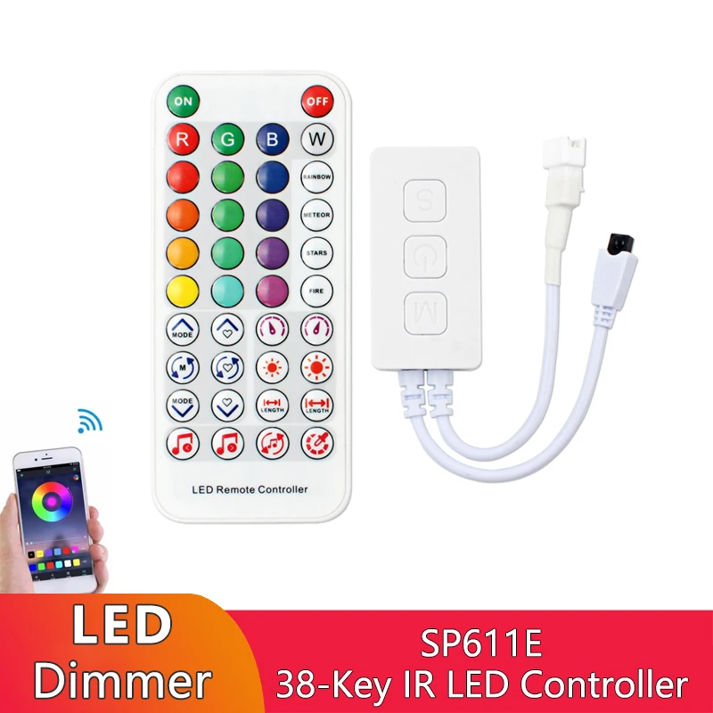 Светодиодные ленты eSann SP611E 38 клавиш модифицируемые пиксельные светодиодные контроллеры SPI с Bluetooth для WS2811 Адресуемая