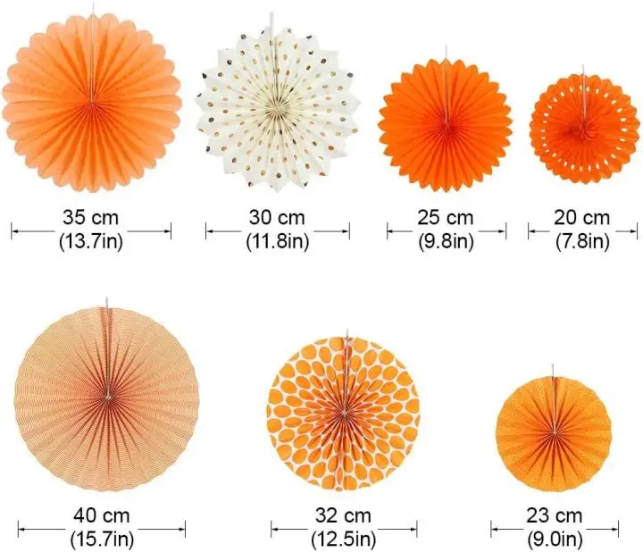 appealing designOrange Birthday Wedding Thanksgiving Party Supplies Tissue Paper Fan Hanging Paper Fans Party Decoration