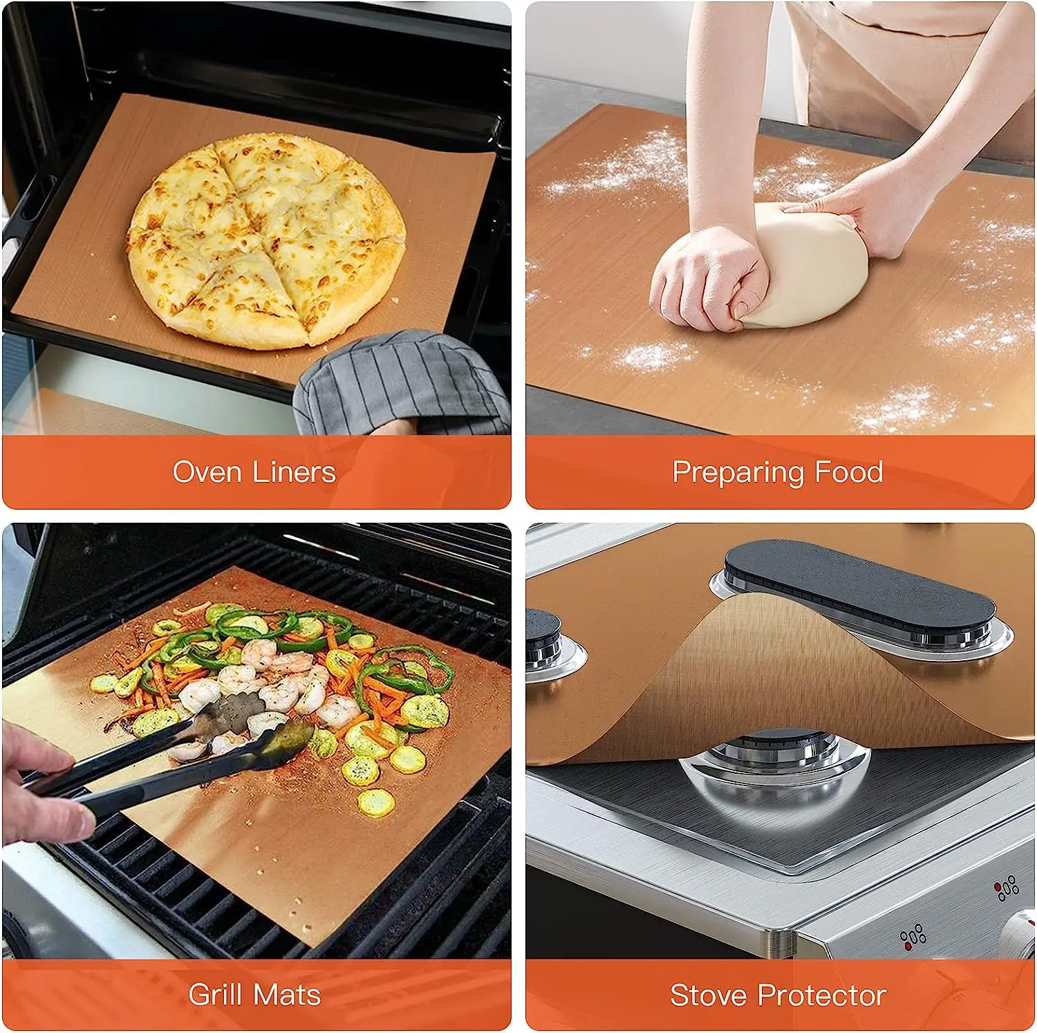 Stock Available BPA Free Thick Heavy Duty Oven Liners Foil Oven Liner For Bottom Non Stick Oven Liner Mesh Mat