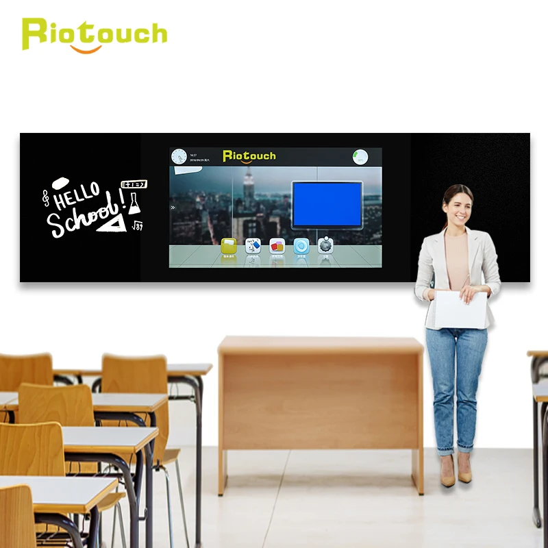 75 86  Inch Foldable Smart Blackboard School Teaching LED Writing Board Interactive Display With Two Foldable Wings Boards