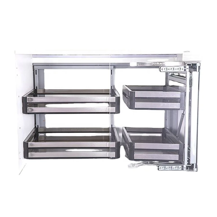 Blind corner kitchen cabinet storage rack Magic Corner sliding line shelf kitchen reception kitchen cabinet