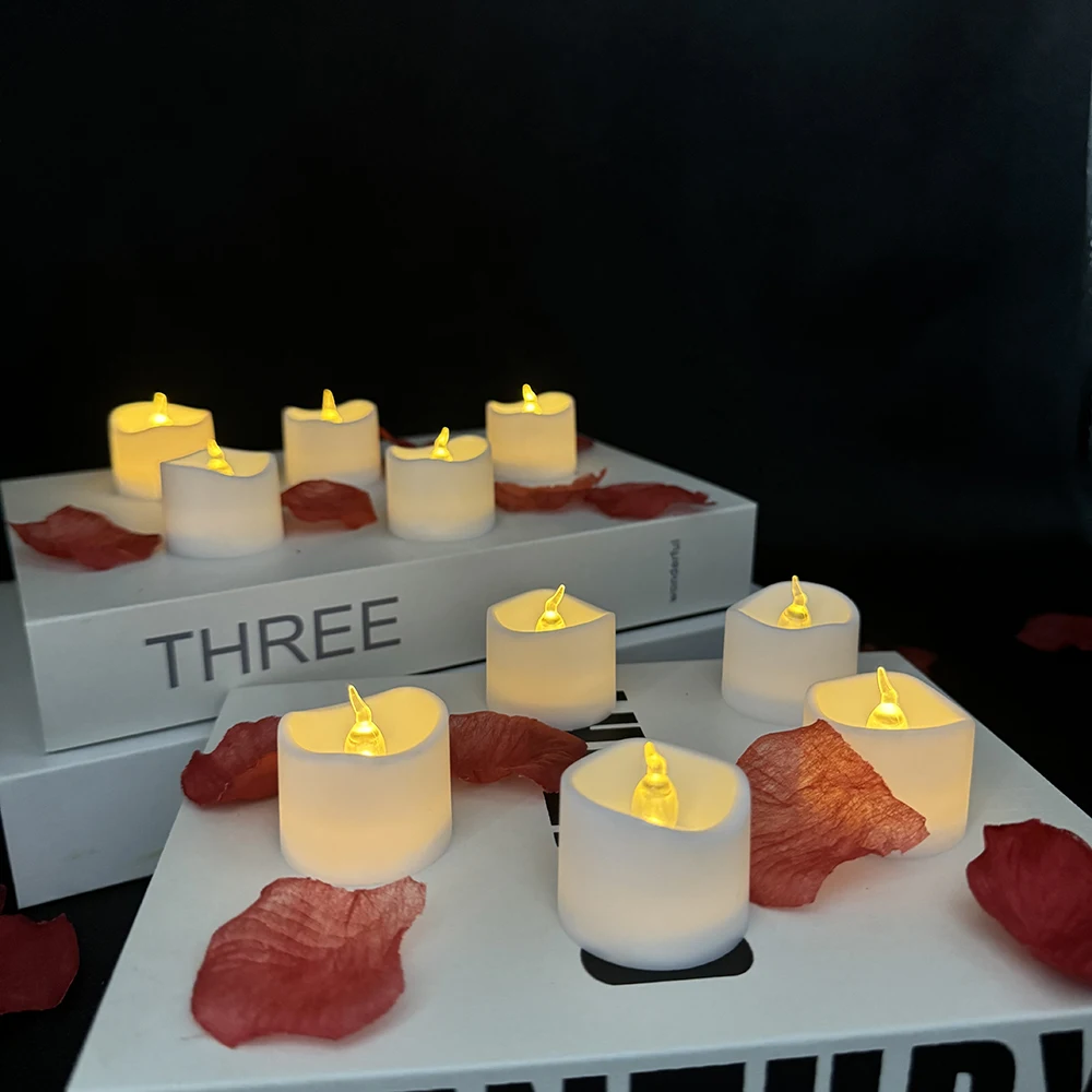 Wholesale home decor white battery operated  tea light candles LED flameless flickering tea lights candles 24-Pack