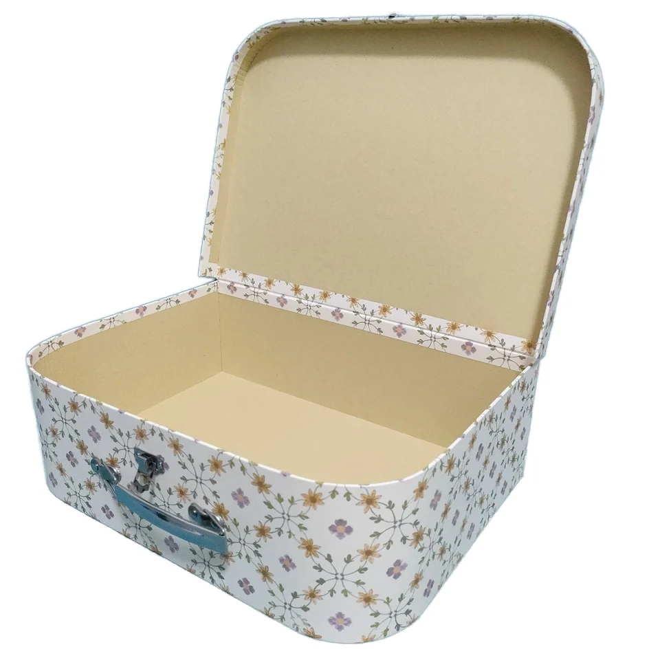 Handmade Cardboard Suitcase Box for Wedding Veil Package Features Stamping Gold Foil Matt Lamination Glory Lamination