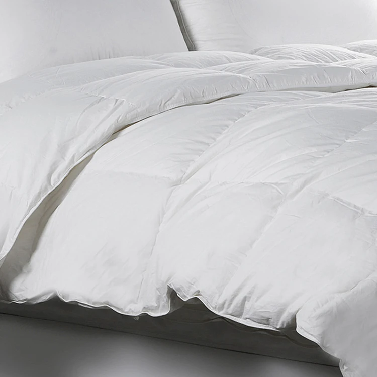 Top quality hotel goose feather down white comfort soft warm quilt and pillow set