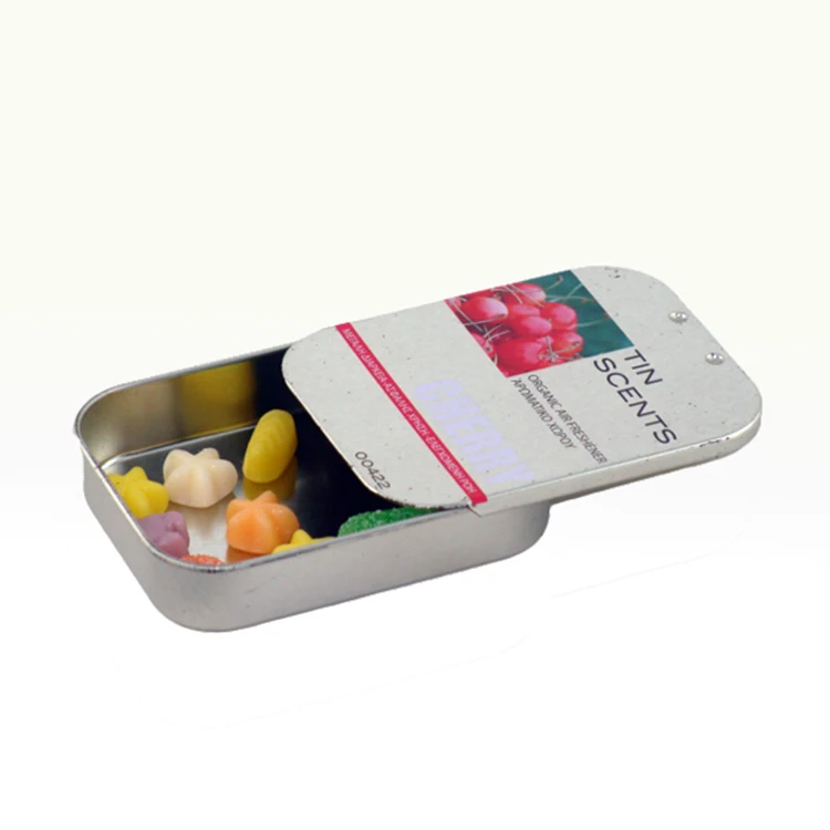 Wholesale Customized Printing Design Promotional Small Mint Candy Slide Tin Box