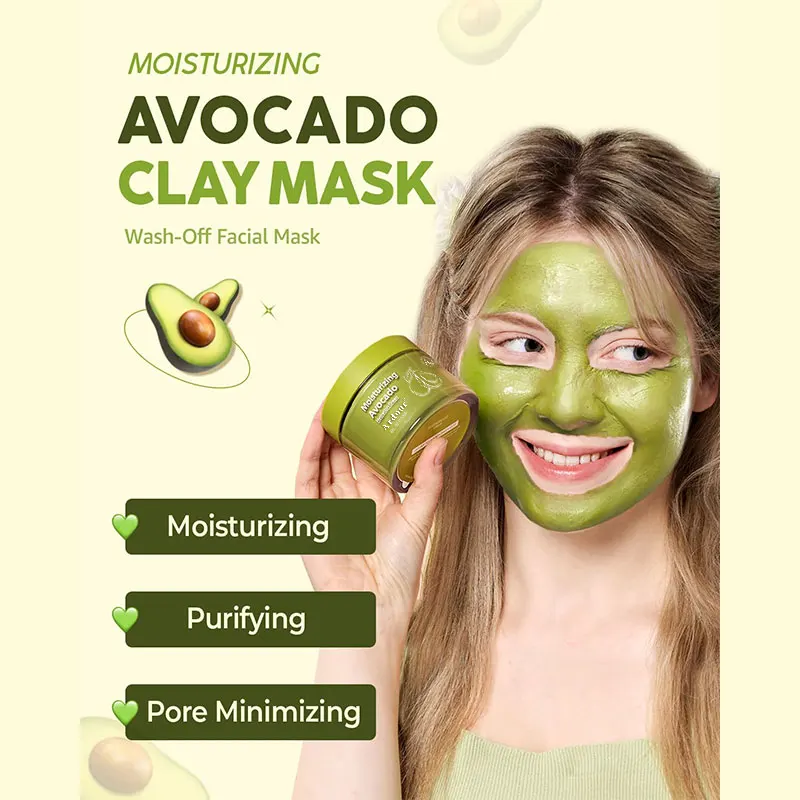 OEM Deep Pore Cleansing Detox Clay Mask with Bentonite, Kaolin Clay and Avocado Moisturizing Avocado Clay Mask