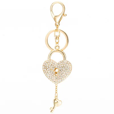 Factory main product keychain small metal heart custom design diamond design keychain