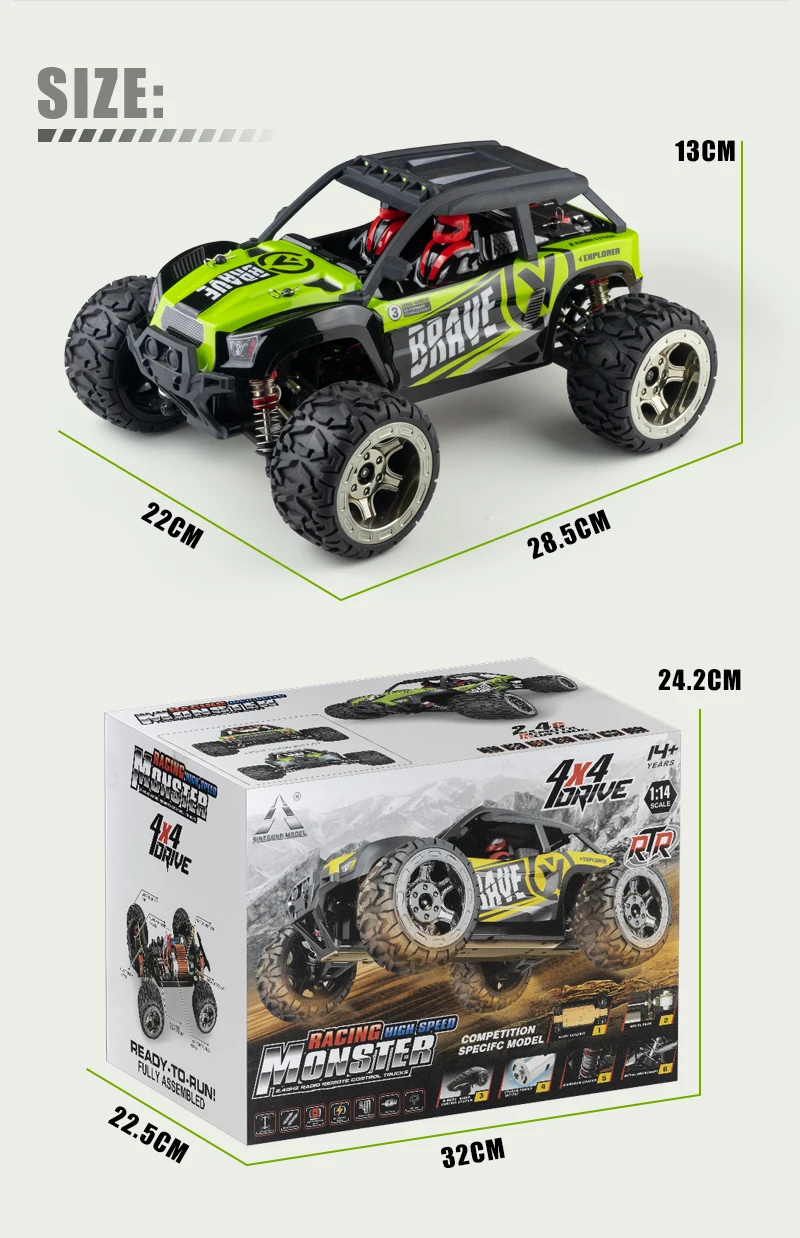 1/14 SG-1403 2 4 г 4WD шасси из сплава U4 внедорожный скоростной Радиоуправляемый автомобиль игрушечный подарки для мальчиков