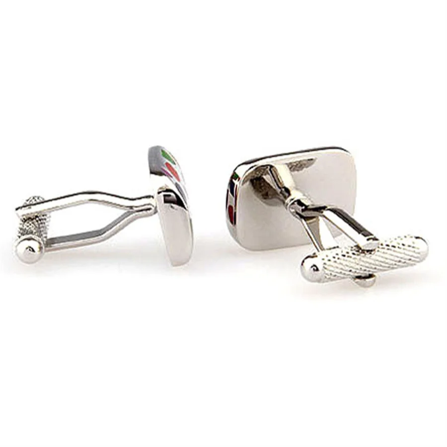 Factory wholesale custom fashion business French shirt men cufflink stainless steel seven color imitation enamel cufflinks