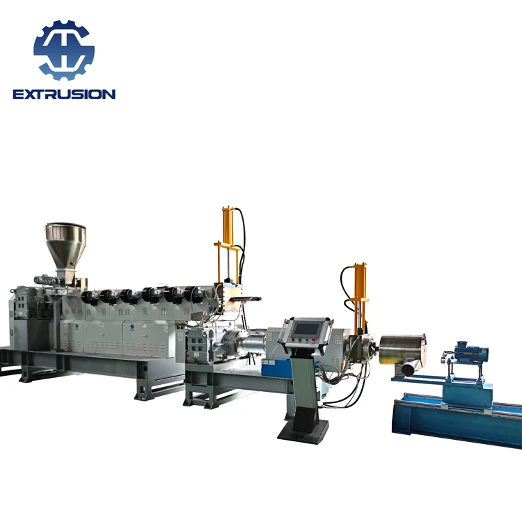 Hydraulic screen changer for extrusion machine water strand pelletizing line