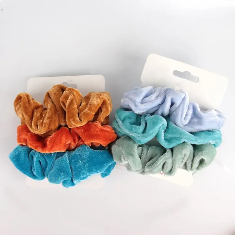 Wholesale Winter Hairstyling Ties No Damage Scrunchy 3Pcs Velvet Hair Scrunchies Set For Women Thick Curly Thin Fine Hair
