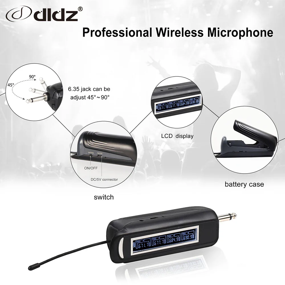 Dldz UHF свободно регулируемый 4 канала с лацканами Универсальный конденсаторный микрофон беспроводной преподавания